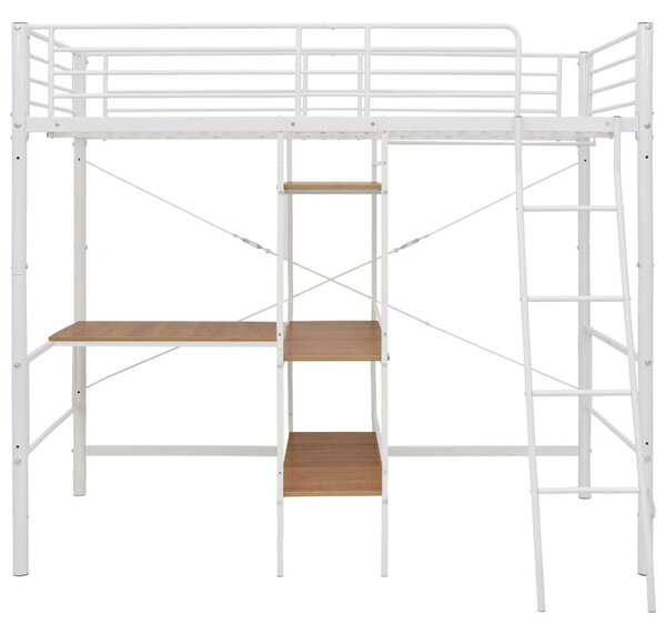 VidaXL fehér fém emeletes ágykeret asztallal 90 x 200 cm