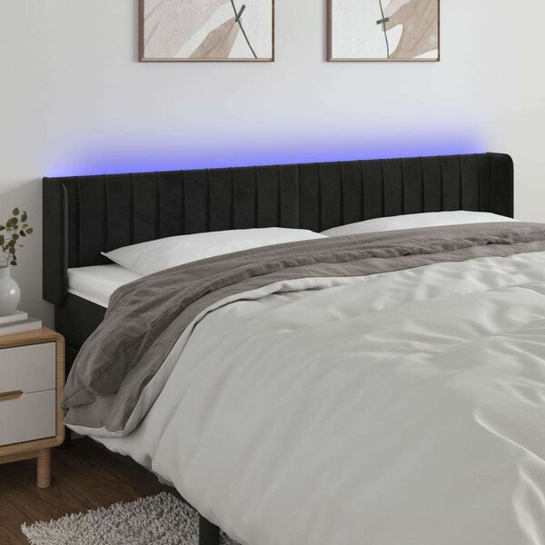 VidaXL LED-es Fejtámla - Bársony - Fekete - 183cm