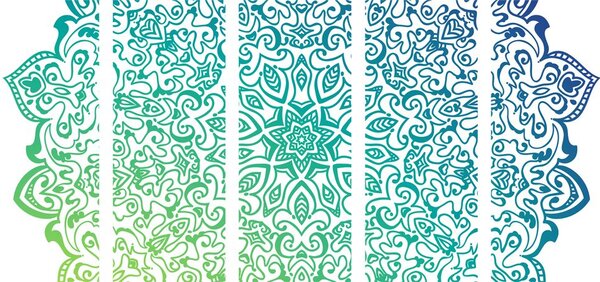 5-részes kép kékes zöld Mandala