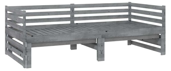 VidaXL szürke tömör fenyőfa kihúzható kanapéágy 2 x (90 x 200) cm