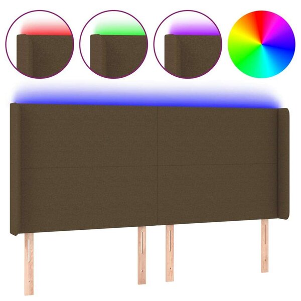 VidaXL LED Fejtámla - Sötétbarna Szövet - 203cm
