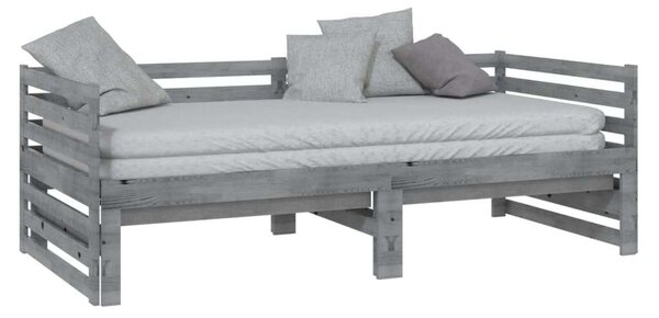 VidaXL szürke tömör fenyőfa kihúzható kanapéágy 2 x (90 x 200) cm