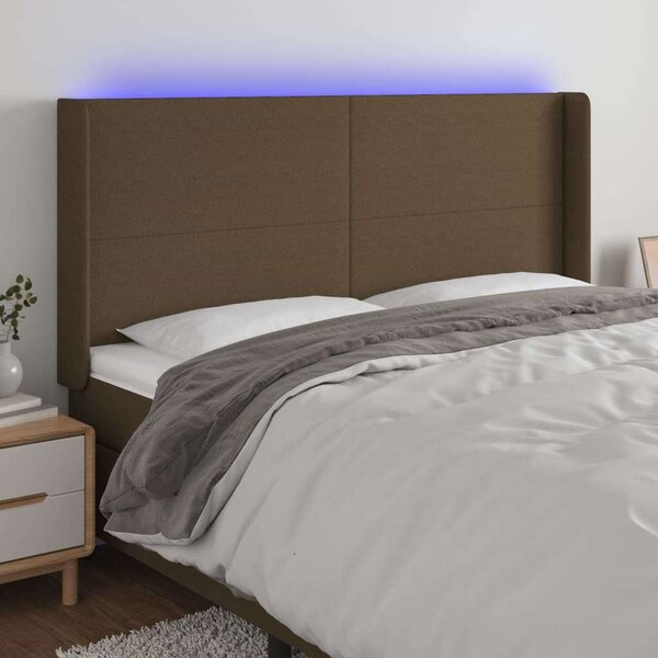 VidaXL LED Fejtámla - Sötétbarna Szövet - 203cm
