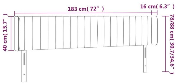 VidaXL LED-es Fejtámla - Bársony - Fekete - 183cm