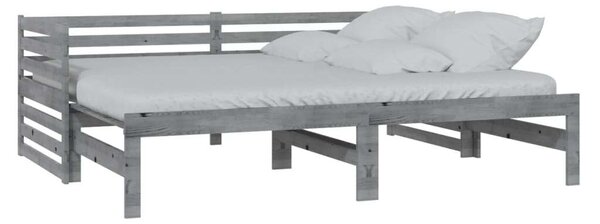 VidaXL szürke tömör fenyőfa kihúzható kanapéágy 2 x (90 x 200) cm
