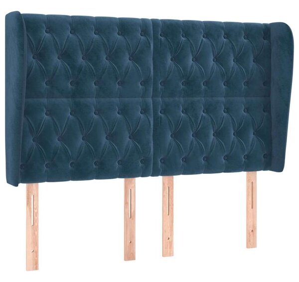 VidaXL sötétkék bársony fejtámla szárnyakkal 147 x 23 x 118/128 cm