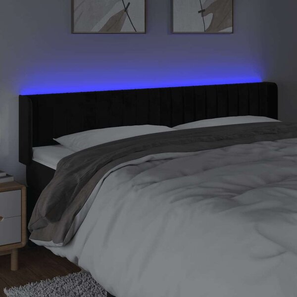 VidaXL LED-es Fejtámla - Bársony - Fekete - 183cm