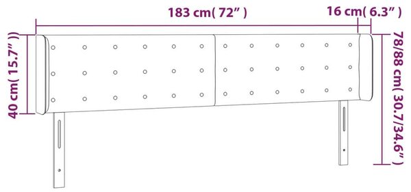 Fehér műbőr led-es fejtámla 183x16x78/88 cm