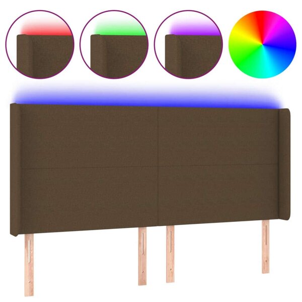 VidaXL LED Fejtámla - Sötétbarna Szövet - 203cm