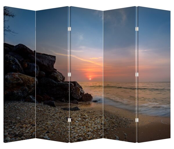 Paraván - A tengerparton található naplemente (210x170 cm)