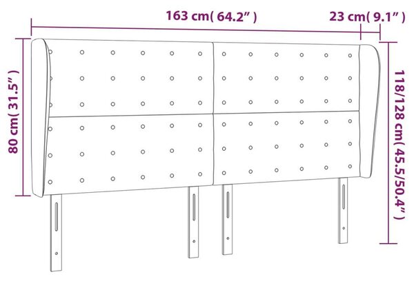 VidaXL Bársony Fejtámla Szárnyakkal - Sötétkék - 163x23x118/128cm