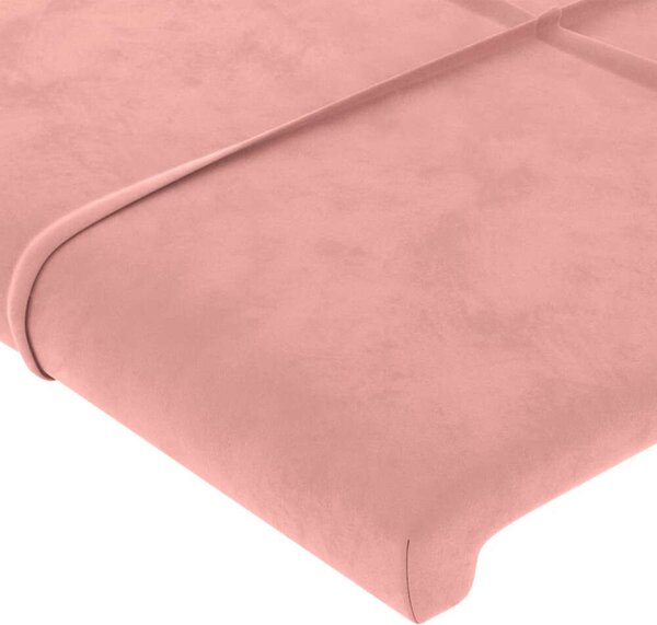 VidaXL LED-es Bársony Ágyfejtámla - Rózsaszín - 93x118/128cm