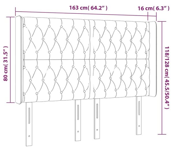 VidaXL rózsaszín bársony LED-es fejtámla 163x16x118/128 cm