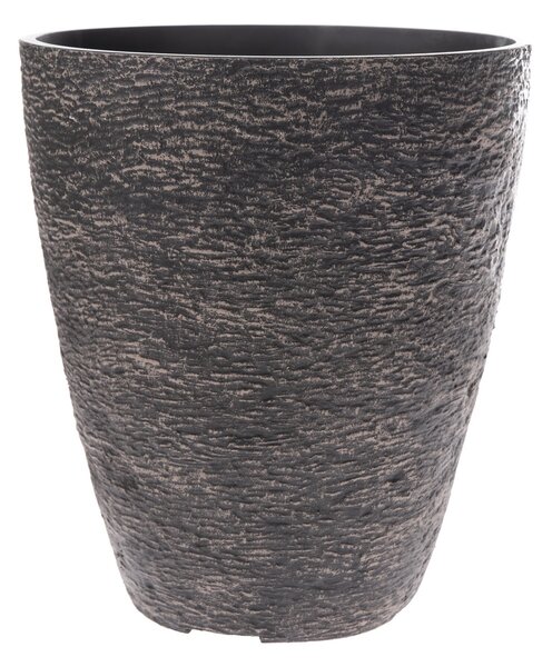 Ladrido műanyag virágtartó kaspó, sötétszürke, 22 x 26 cm