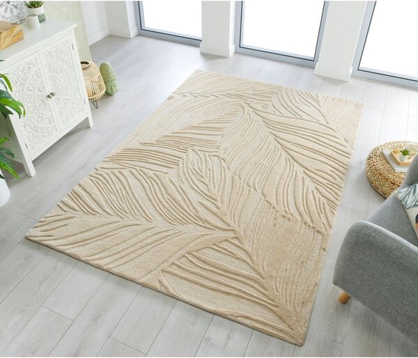 Lino Leaf bézs gyapjú szőnyeg, 120 x 170 cm - Flair Rugs