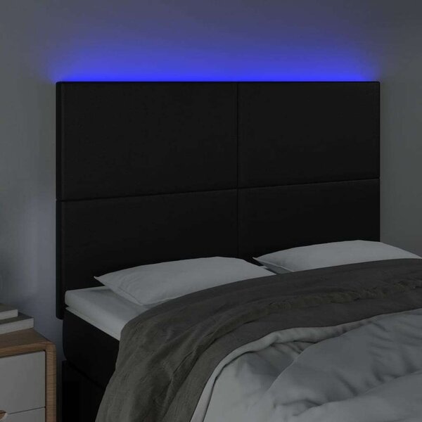 VidaXL LED-es Fejtámla - Fekete Műbőr - 144x128cm