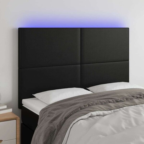 VidaXL LED-es Fejtámla - Fekete Műbőr - 144x128cm