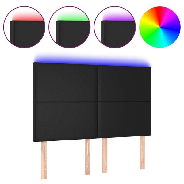 VidaXL LED-es Fejtámla - Fekete Műbőr - 144x128cm