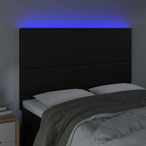 VidaXL LED-es Fejtámla - Fekete Műbőr - 144x128cm