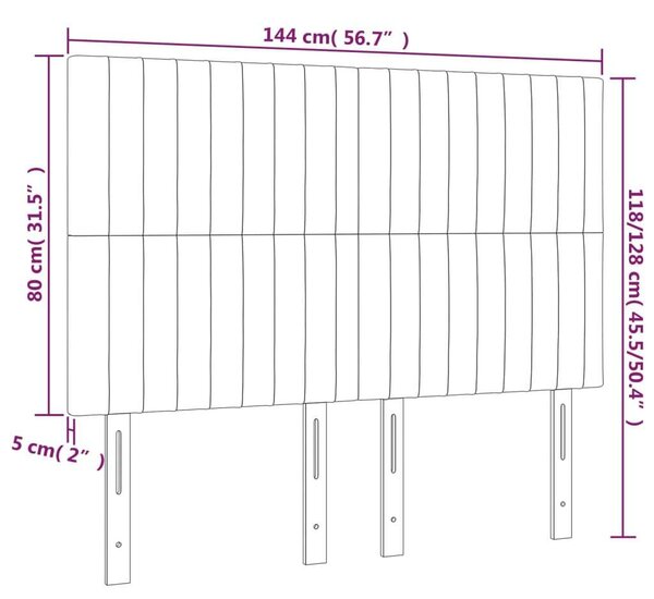 VidaXL LED Ágyfejtámla - Szövet - 144x5x118/128cm