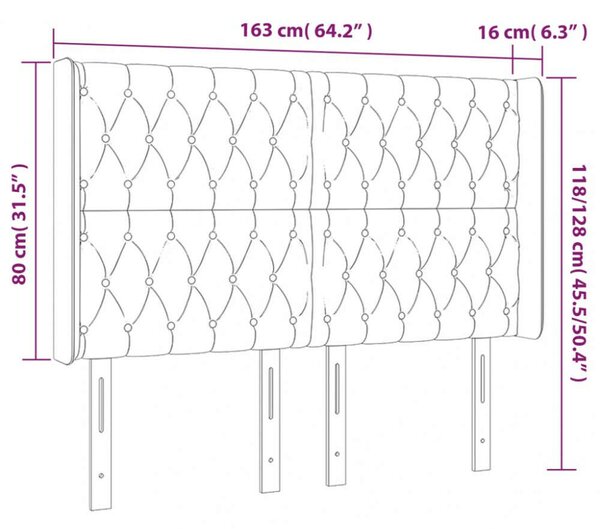 VidaXL rózsaszín bársony LED-es fejtámla 163x16x118/128 cm