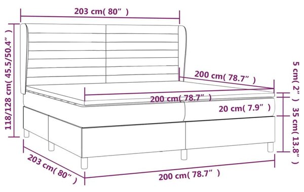 VidaXL Ágy - Sötétszürke Szövet - 200x200 cm