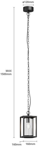 Lucande kültéri függesztéklámpa Ferda, 25 cm, antracit, IP44, dimmelhető, Fekete, Alumínium, Modern