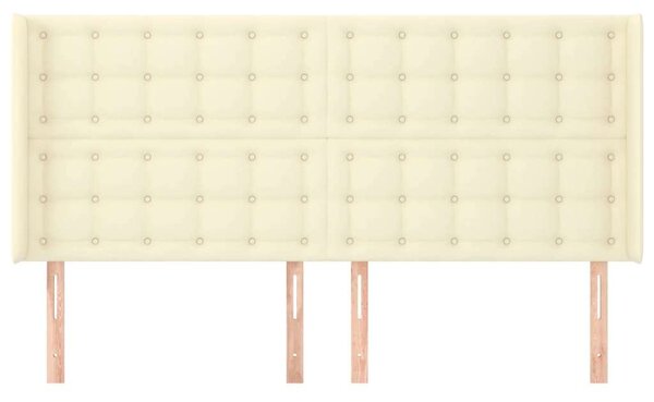 VidaXL krémszínű műbőr fejtámla szárnyakkal 203x16x118/128 cm