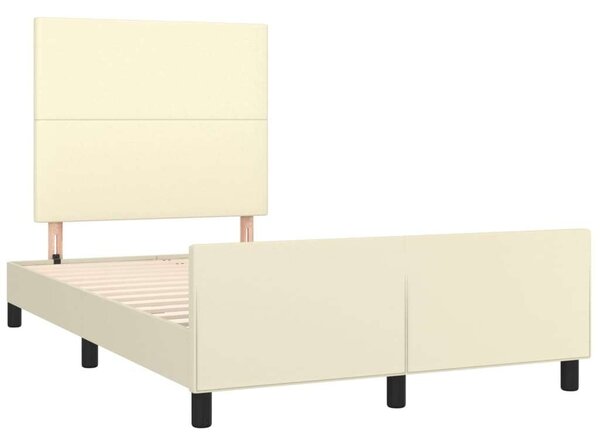 VidaXL krémszínű műbőr ágykeret fejtámlával 120 x 200 cm