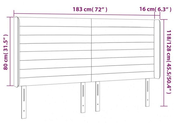 VidaXL tópszínű szövet LED-es fejtámla 183x16x118/128 cm