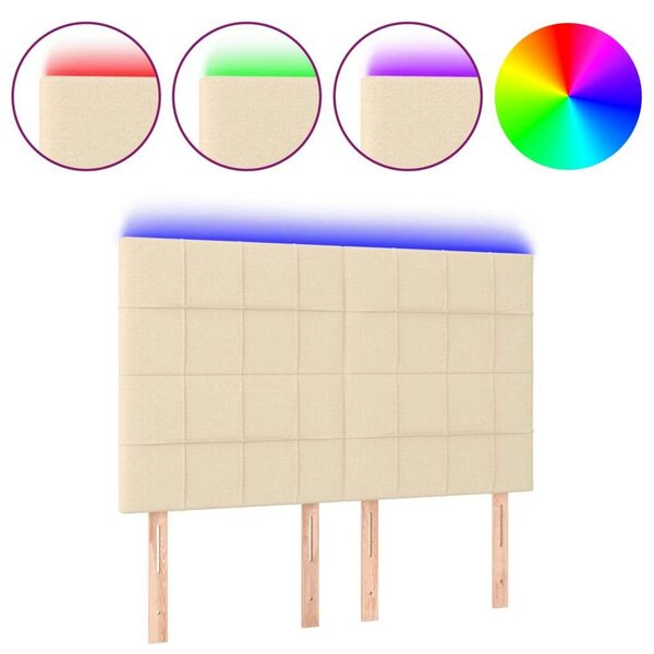 VidaXL krémszínű szövet LED-es fejtámla 144x5x118/128 cm