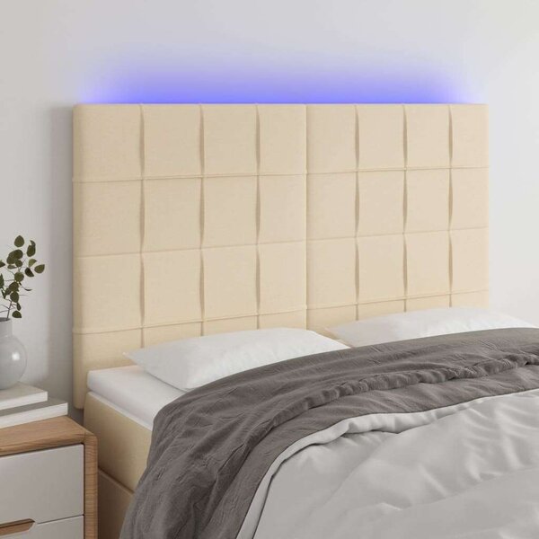 VidaXL krémszínű szövet LED-es fejtámla 144x5x118/128 cm
