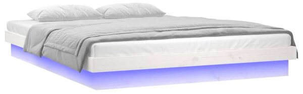 VidaXL fehér tömör fa ágykeret LED-világítással 120 x 200 cm