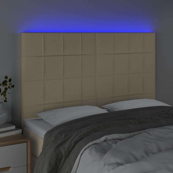 VidaXL krémszínű szövet LED-es fejtámla 144x5x118/128 cm