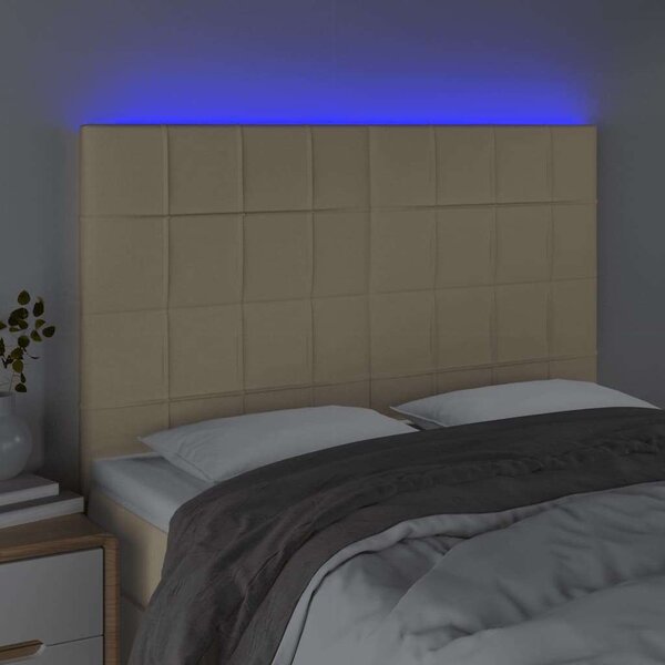 VidaXL krémszínű szövet LED-es fejtámla 144x5x118/128 cm