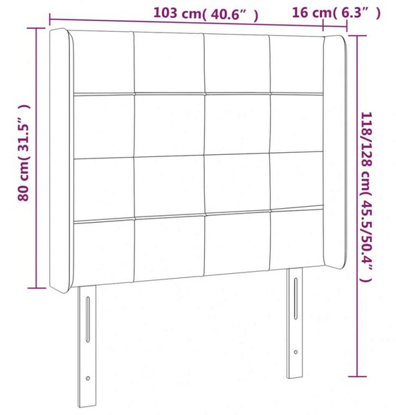 VidaXL sötétszürke szövet LED-es fejtámla 103x16x118/128 cm