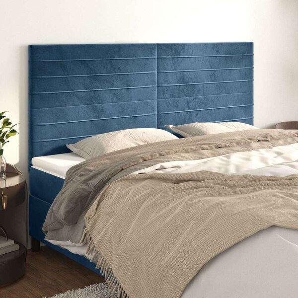 VidaXL 4 db sötétkék bársony fejtámla 100x5x78/88 cm