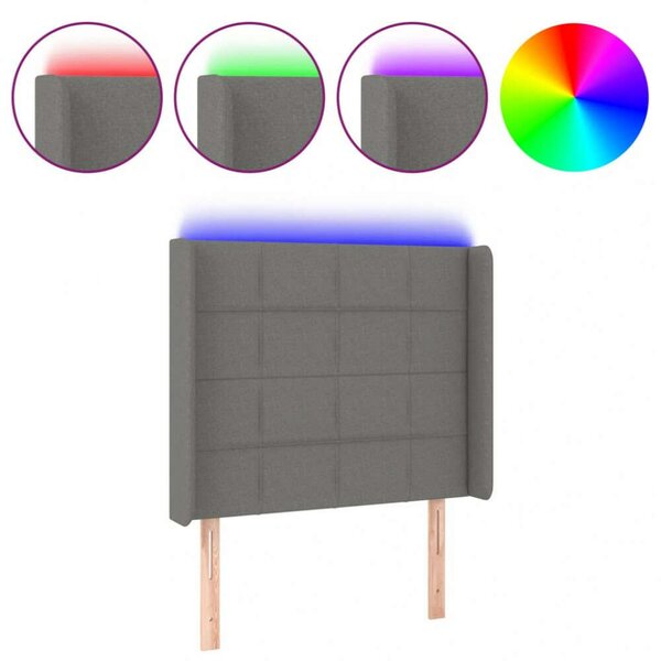 VidaXL sötétszürke szövet LED-es fejtámla 103x16x118/128 cm