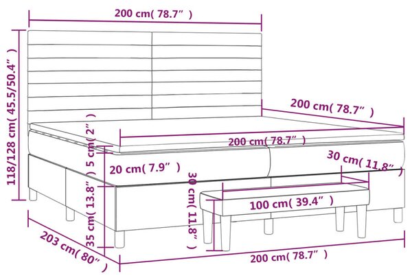 VidaXL világosszürke szövet rugós ágy matraccal 200 x 200 cm