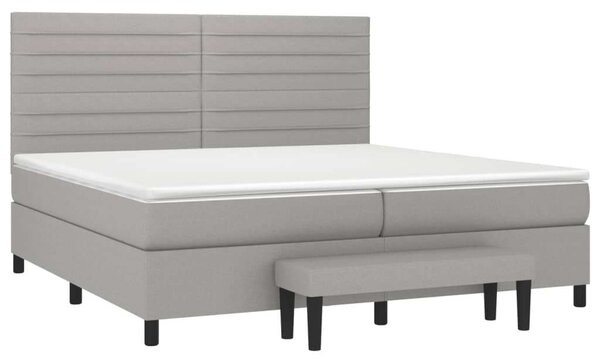 VidaXL világosszürke szövet rugós ágy matraccal 200 x 200 cm