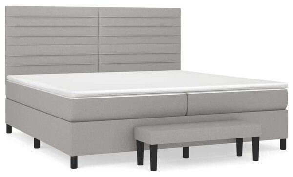 VidaXL világosszürke szövet rugós ágy matraccal 200 x 200 cm