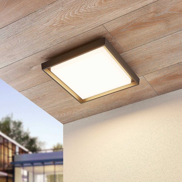 Lucande LED kültéri mennyezeti világítás Birta, sötét szürke, IP54, 34 cm, Alu / szürke / cink, Alumínium, Modern
