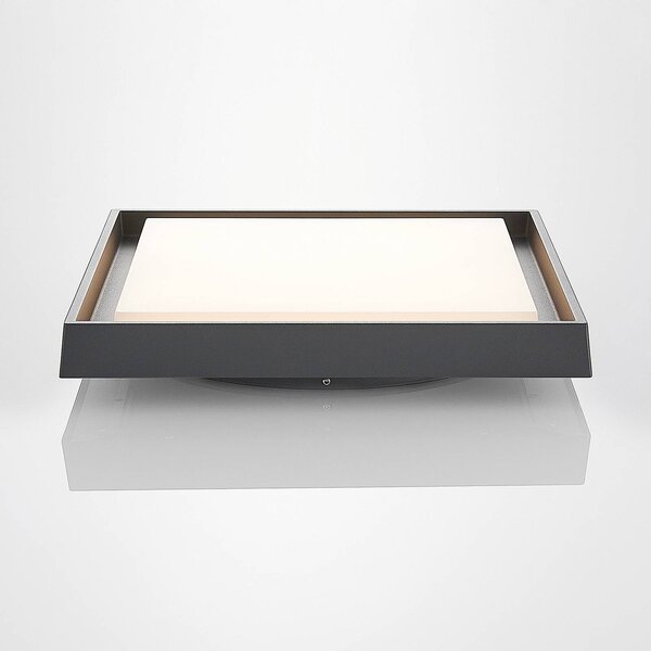 Lucande LED kültéri mennyezeti világítás Birta, sötét szürke, IP54, 34 cm, Alu / szürke / cink, Alumínium, Modern