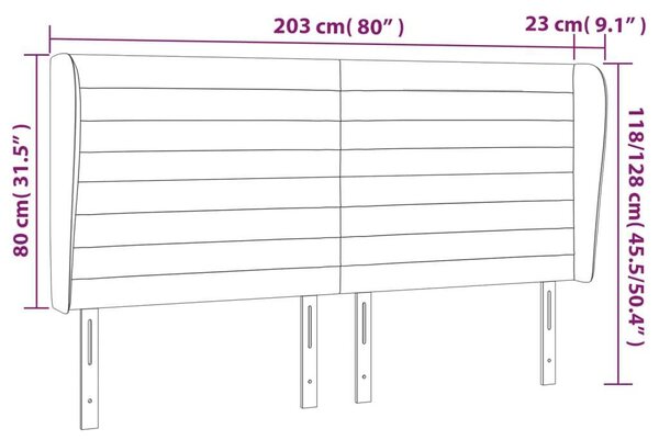 VidaXL Fekete Szövet Fejtámla Szárnyakkal - 203cm