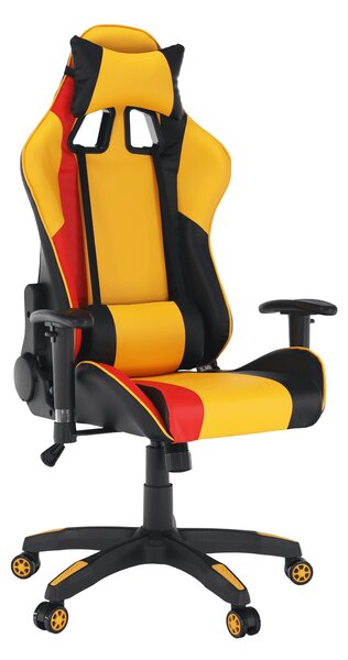 KONDELA Irodai/gamer szék, sárga/fekete/narancssárga, SOLERO
