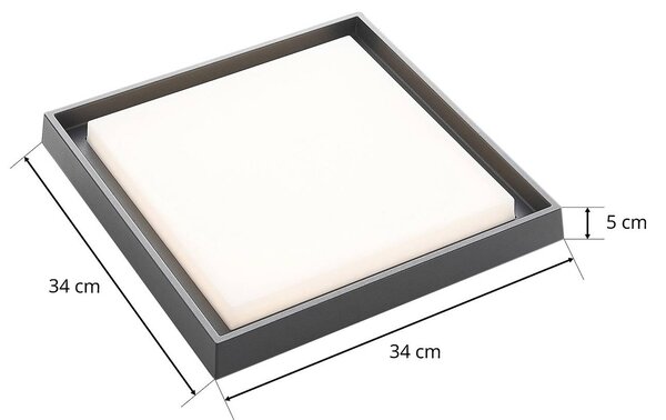 Lucande LED kültéri mennyezeti világítás Birta, sötét szürke, IP54, 34 cm, Alu / szürke / cink, Alumínium, Modern