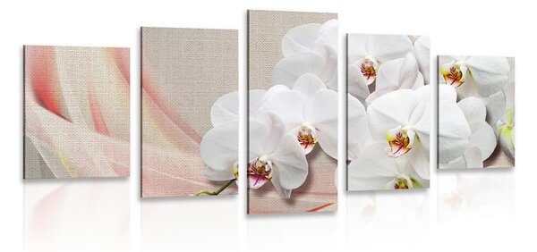 5 részes kép fehér orchidea vásznon