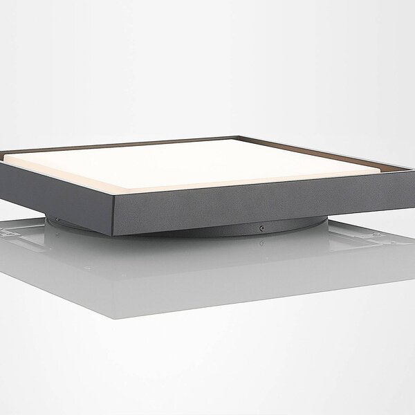 Lucande LED kültéri mennyezeti világítás Birta, sötét szürke, IP54, 34 cm, Alu / szürke / cink, Alumínium, Modern