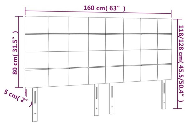 VidaXL kék szövet LED-es fejtámla 160x5x118/128 cm