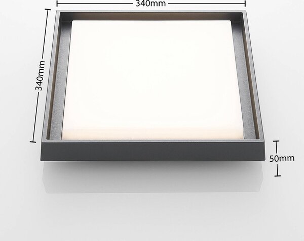 Lucande LED kültéri mennyezeti világítás Birta, sötét szürke, IP54, 34 cm, Alu / szürke / cink, Alumínium, Modern